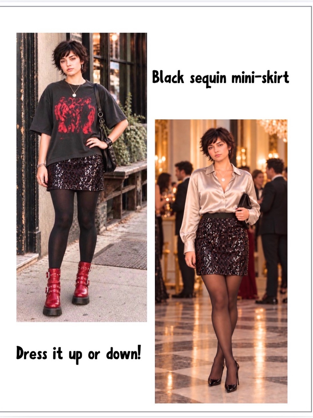 NWT Kenar Sequin Mini Skirt - Black